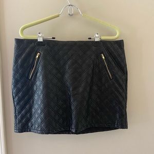 Express faux leather mini skirt w/ gold trim Sz 12